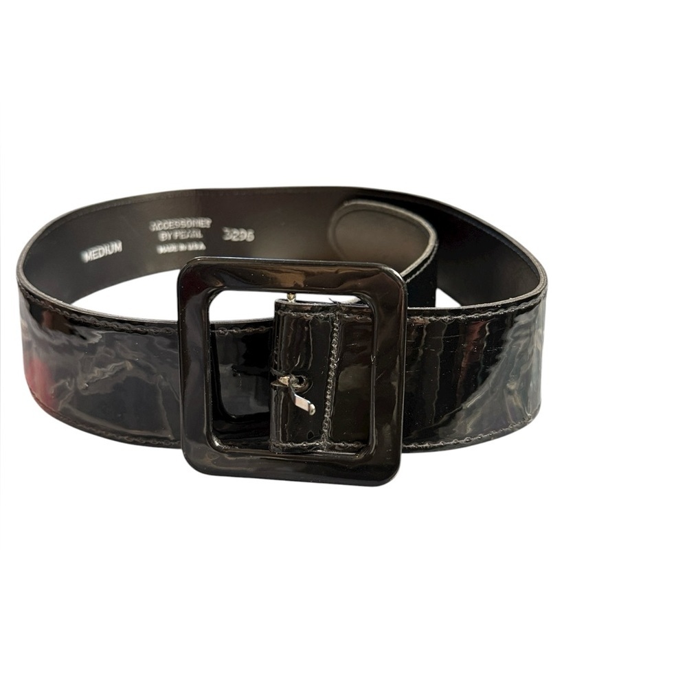 Accessories By Pearl Unisex Black Shiny Belt - Medium & Sz Small - Picture 6 of 6